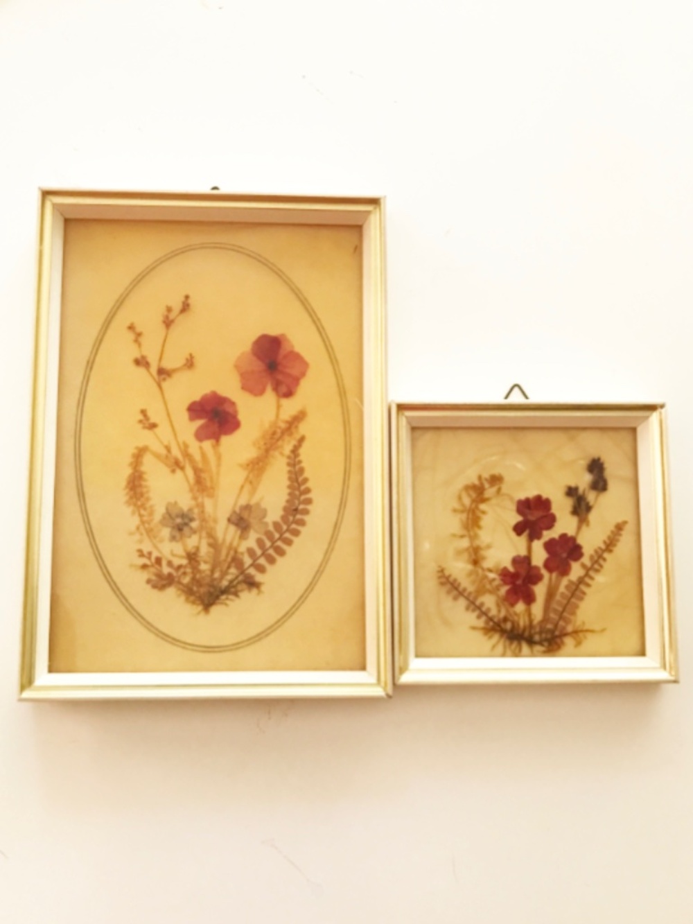 Vintage DINA  Framed Dried Flowers Set